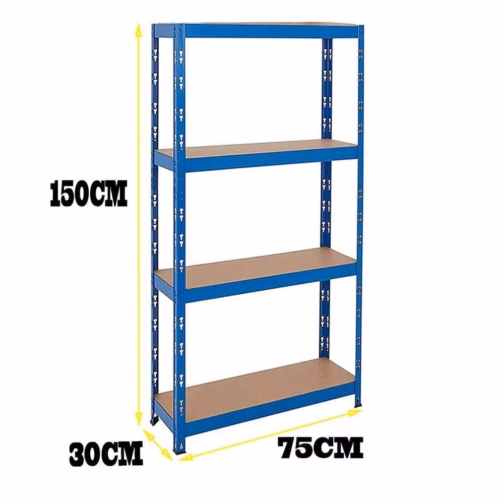 FLAVORA 2x Heavy Duty 4 Tier Blue Metal Storage Racking with Adjustable Shelves W/D/H: 50 x 50 x 150 cm – 5