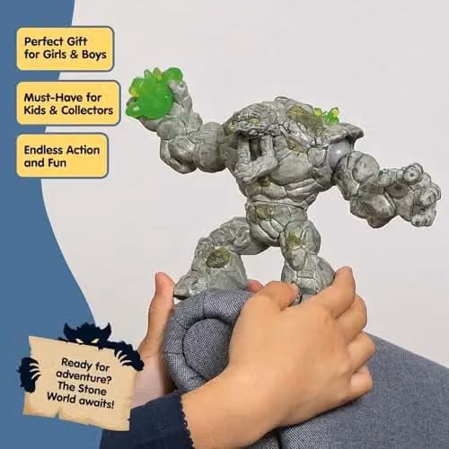 Schleich Eldrador Creatures Stone Monster Toy with Crystal Set, Grey Fantasy Action Figure 70141 – 2