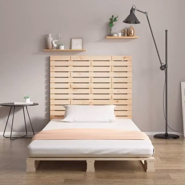 Berkfield Home Solid Wood Pine Wall Headboard in Beige, W: 146 cm, D: 3 cm, H: 91.5 cm – 1
