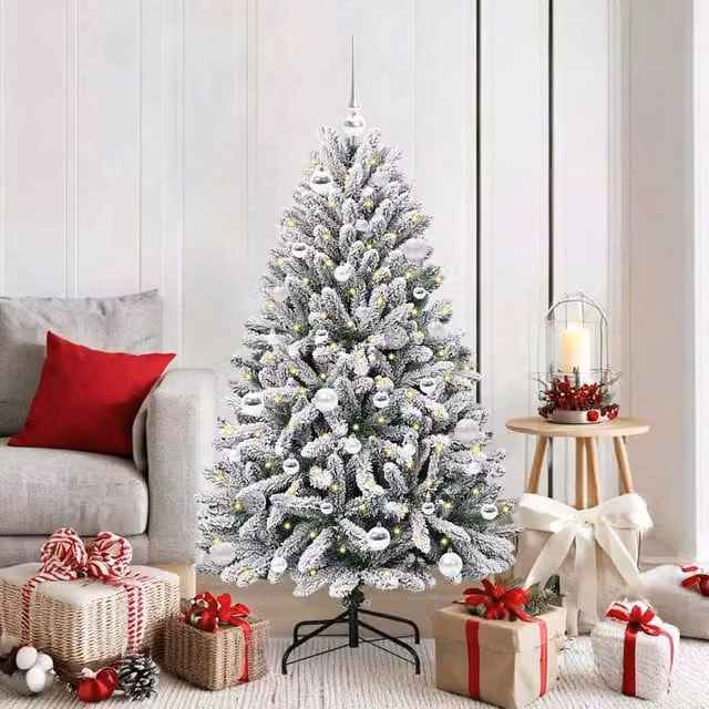Berkfield Home Artificial Christmas Tree in Green and White, Height: 150 cm – 1