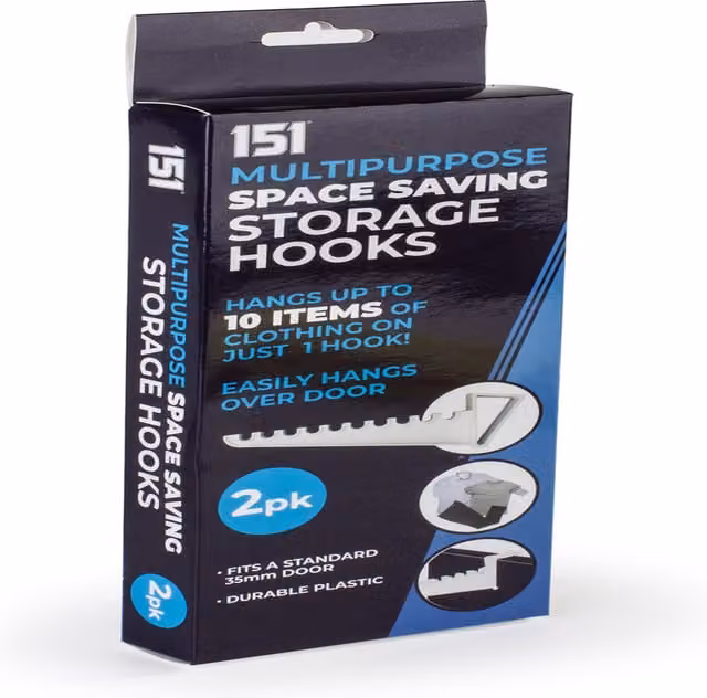 Pack of 2 White Plastic Multipurpose Hanging Storage Hooks by 151 Products