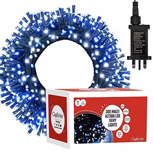 Globrite 300 LED Blue and White String Fairy Lights with Remote Control and Timer for Indoor and Outdoor Decoration – 7