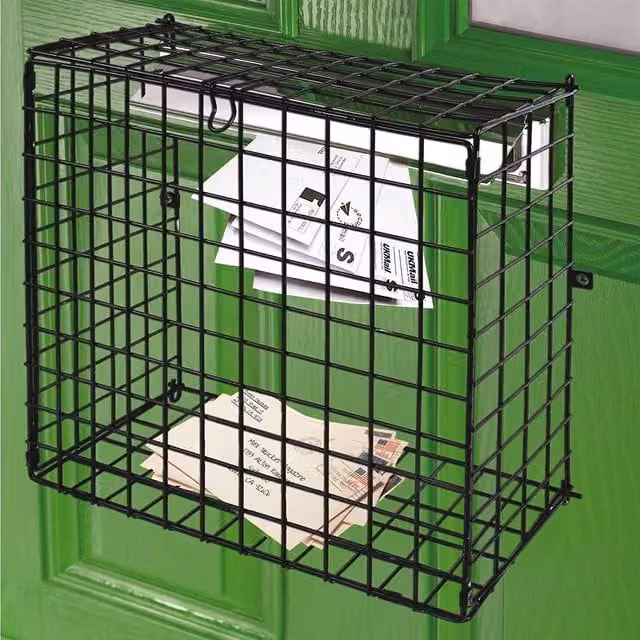 mysmartbuy Black Metal Door Mounted Letterbox Cage with Flip Lid, W/D/H: 30 x 33 x 14 cm – 1