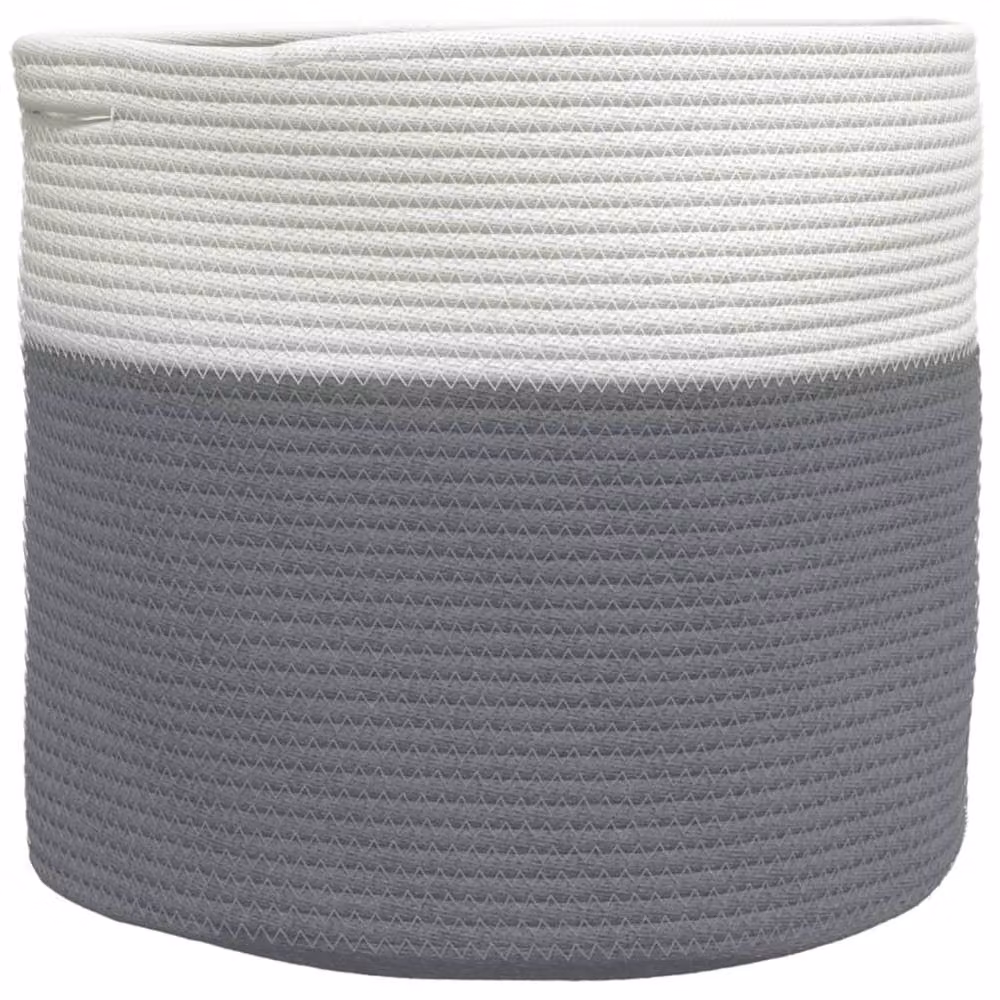 Berkfield Cotton Home Storage Basket in Grey and White, W: 40 cm, H: 35 cm – 2