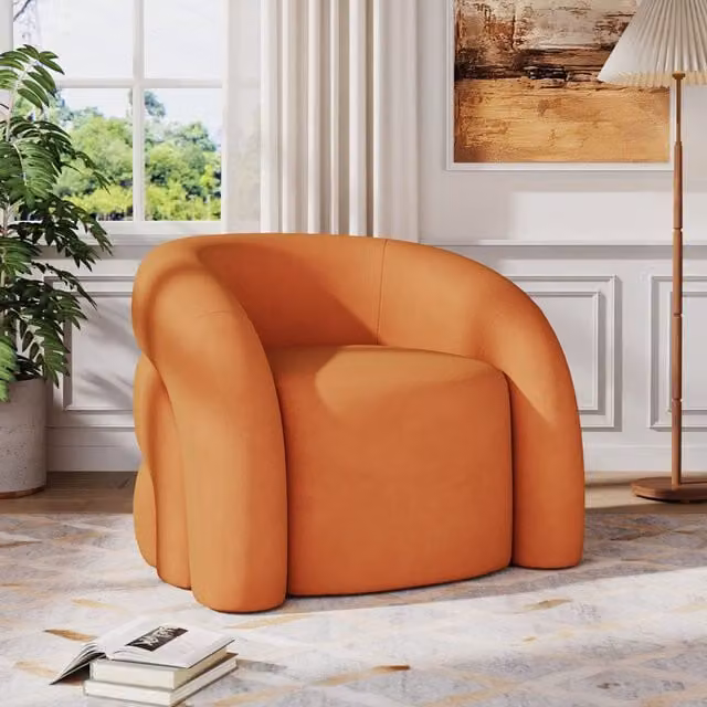 Komore Modern Orange Fabric Upholstered Tub Lounge Chair with Armrests