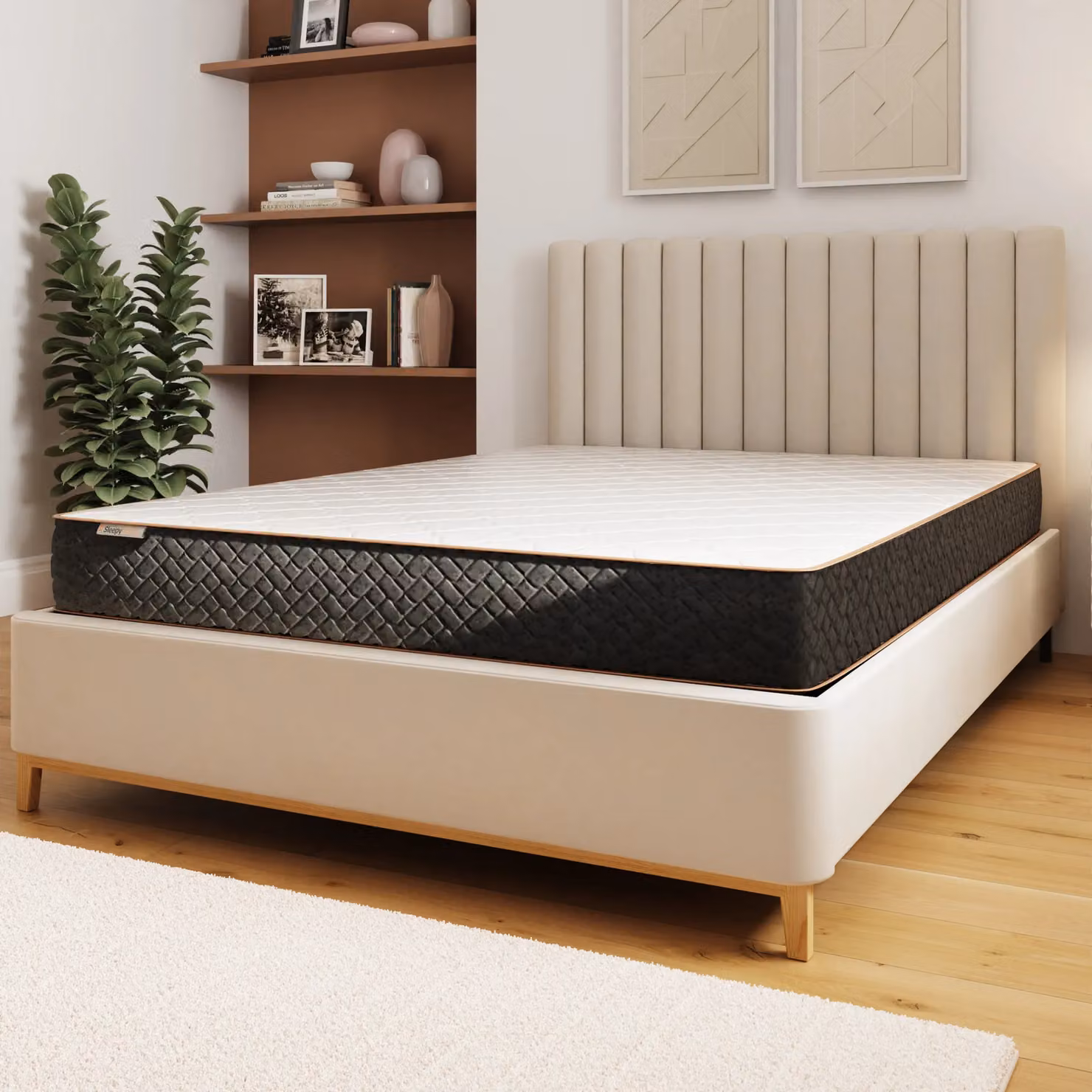 GFW SleepyCastle King Size Rolled Pocket Sprung Mattress in White and Multicolour, W: 180 cm, L: 200 cm – 2