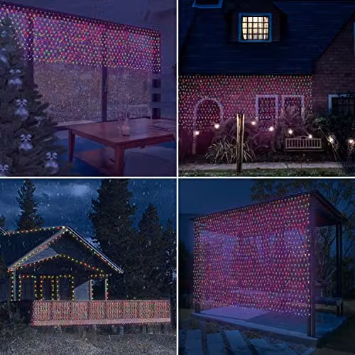 The Christmas Workshop 180 LED Multi-Colour Christmas Net Lights, W: 1.8 m, H: 1.2 m – 6