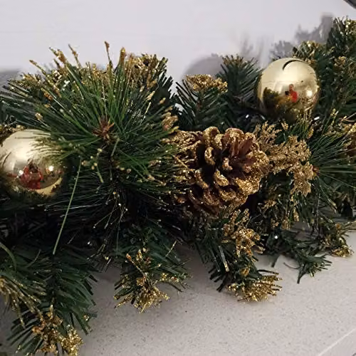Premier 180cm Gold Dressed Christmas Garland with Berries, Pine Cones and Gold Baubles – 3