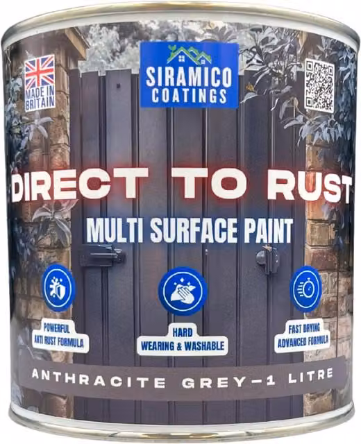 Siramico Coatings Direct To Rust Satin Paint in Anthracite Grey
