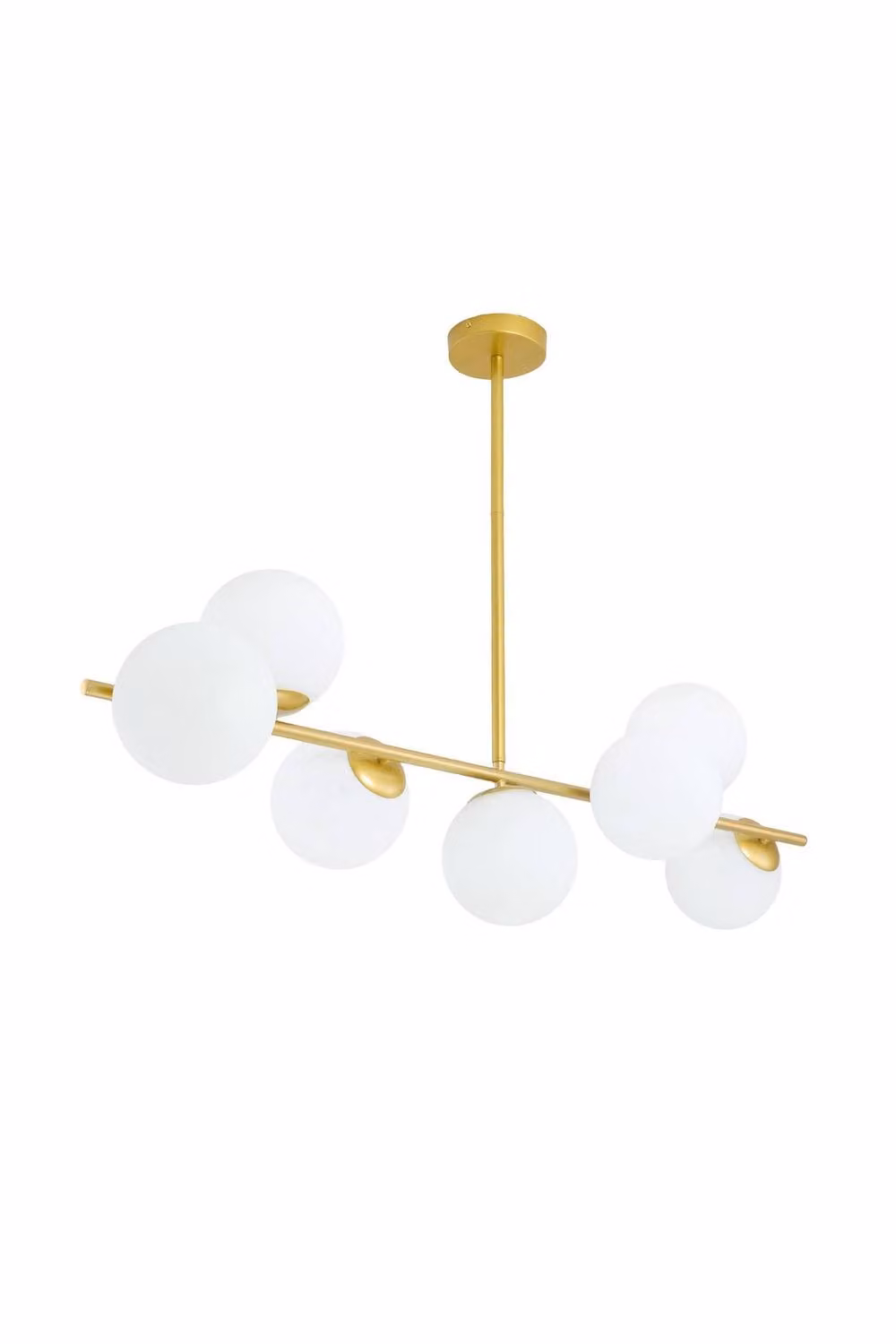 Living and Home 7-Light Glass and Metal Pendant Chandelier in Gold/Brass with E27 Lampshades – 3