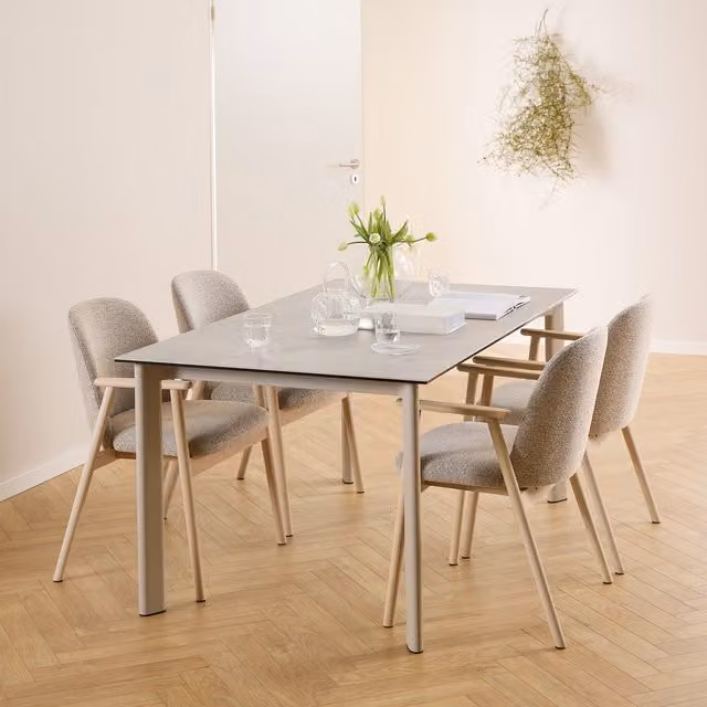 Furniture To Go Palermo Rectangular Ceramic Dining Table in Grey, W/D/H: 160 x 90 x 75 cm