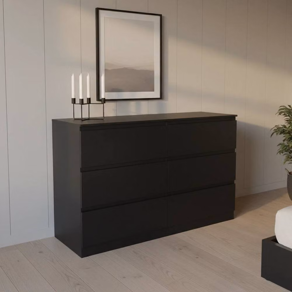 Hinsinc Black 6 Drawer Wooden Bedroom Storage Chest – 4