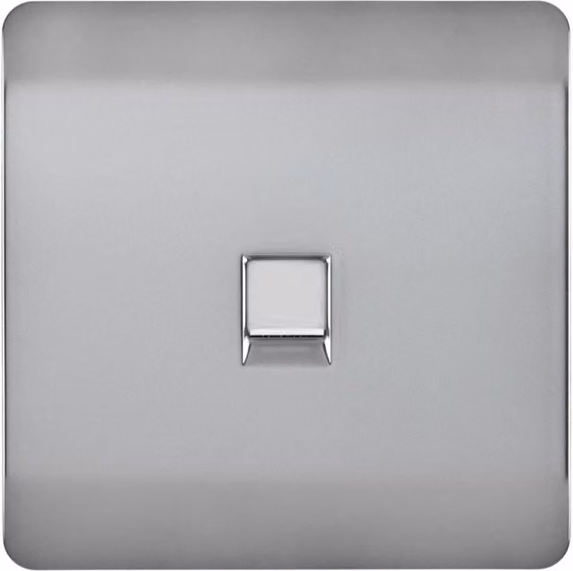 Trendi Switch 1 Gang Cat 3 Telephone Secondary Flush Socket in Brushed Steel Silver Grey
