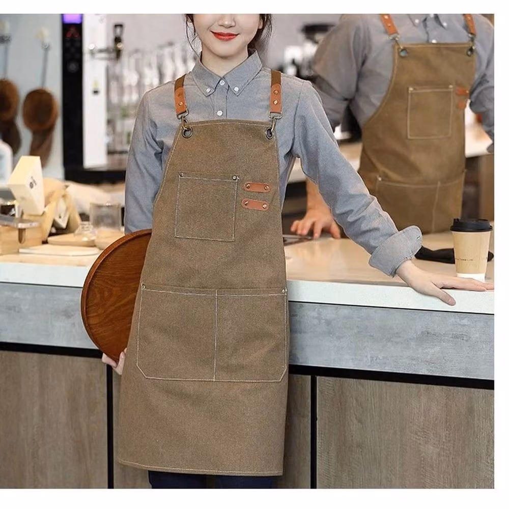 EONLION Brown Waterproof Canvas Pocket Apron, 100 cm – 3