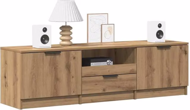Berkfield Home Artisan Oak TV Cabinet in Brown, W/D/H: 140 x 35 x 40 cm