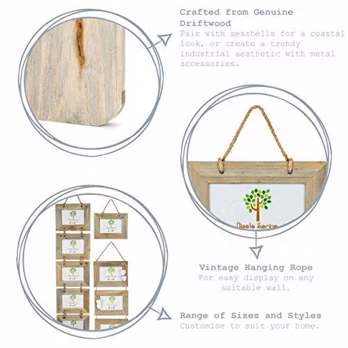 Nicola Spring Rustic Heart Hanging Photo Frames, Brown, Pack of 5, Fits 10 x 15 cm Photos – 2