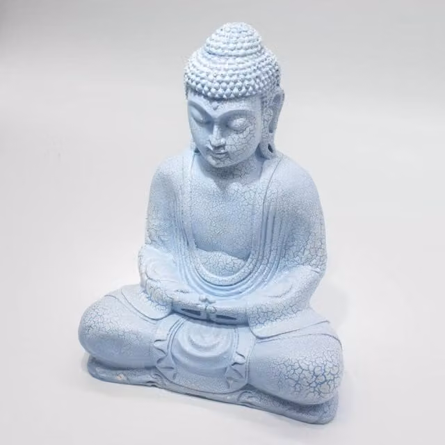 KDMD Sky Blue Meditation Buddha Crystal Lamp with Oval Stand in Baby Blue