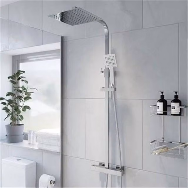 SPETLEK Square Thermostatic Bar Mixer Shower in Silver, W: 520 mm, H: 10000 mm