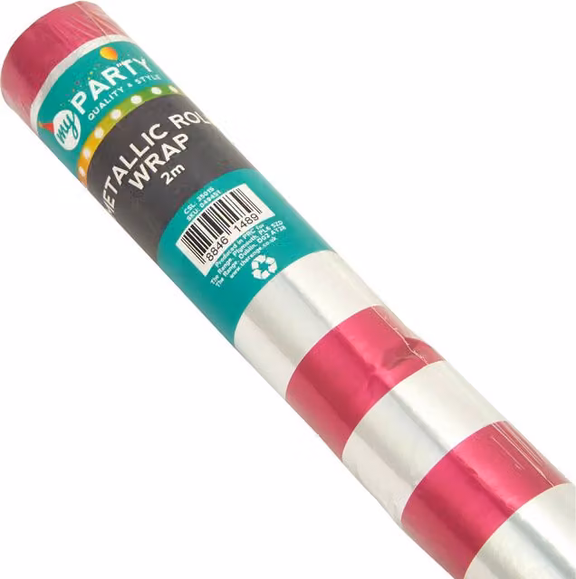 MyParty Pink Metallic Spot or Stripe Roll Wrap Paper
