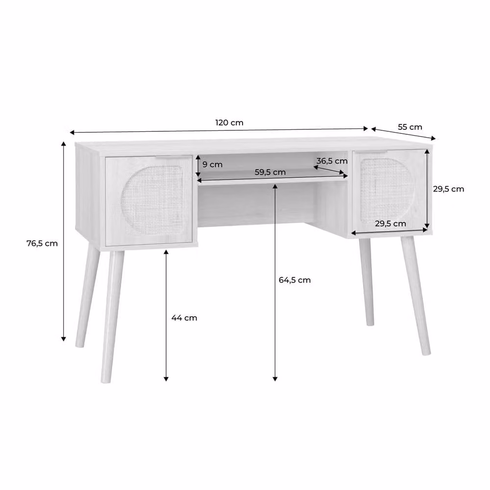 sweeek Modern 2-Drawer Writing Desk in Brown, W/D/H: 120 x 55 x 76.5 cm – 2