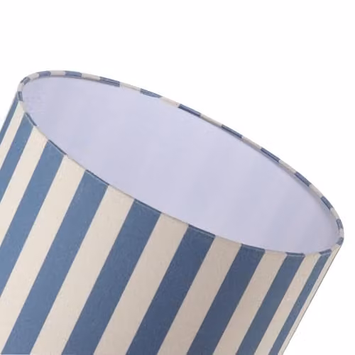 Happy Homewares Modern Blue and Beige Linen Striped Cylinder Drum Lampshade with White Fabric Inner Lining, Diameter: 30 cm, Height: 20 cm – 2