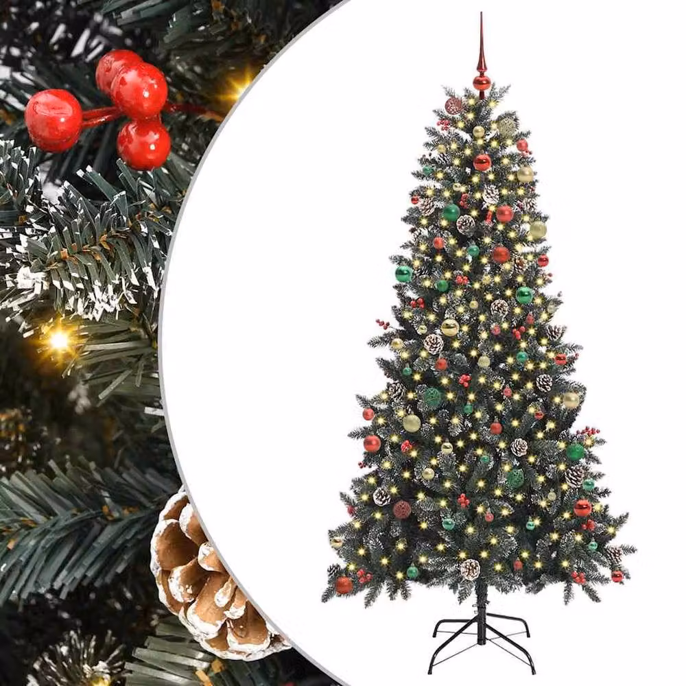 Berkfield Home Artificial Christmas Tree in Green with Stand, W/D/H: 114 x 114 x 210 cm – 2