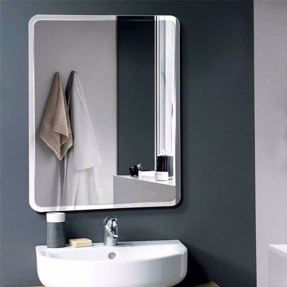 PAWNORA Modern Rectangular Self Adhesive Wall Mounted Bathroom Glass Mirror in Silver – 3