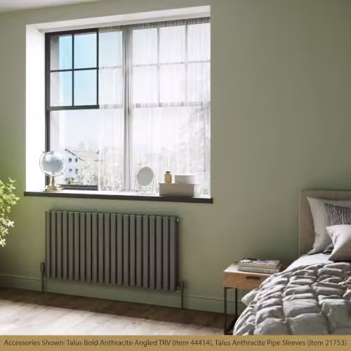 UK Radiators Omeara Anthracite Elliptical Tube Horizontal Designer Double Panel Radiator W: 1218 mm, H: 600 mm – 3