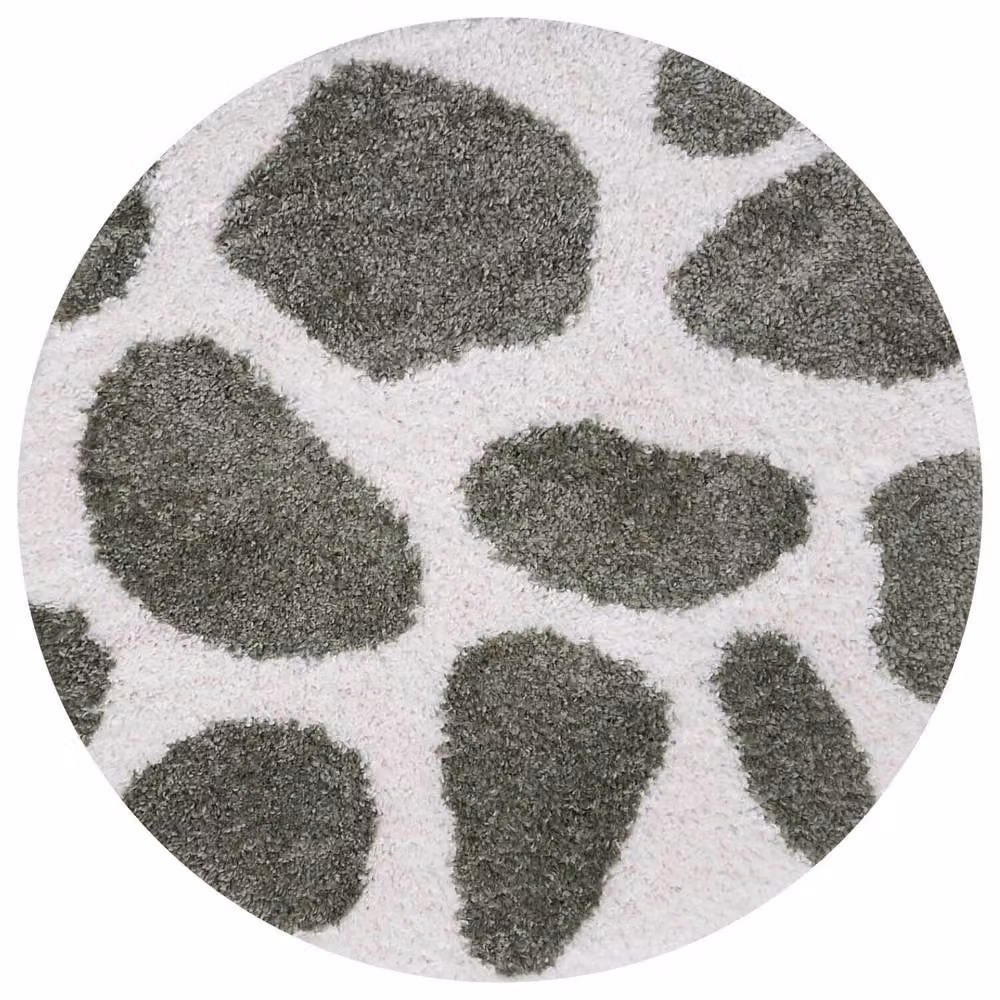 THE RUGS Moodi Pebble Design Shaggy Soft High Pile Living Room Rug in Green, W: 120 cm, L: 170 cm – 9
