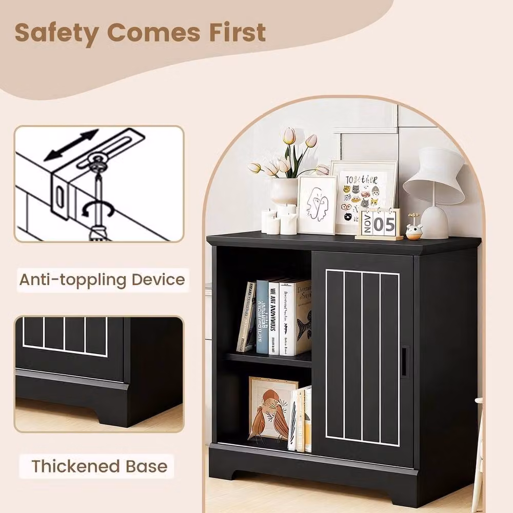 KORVIXA Black Farmhouse Coffee Bar Station Sideboard – 3