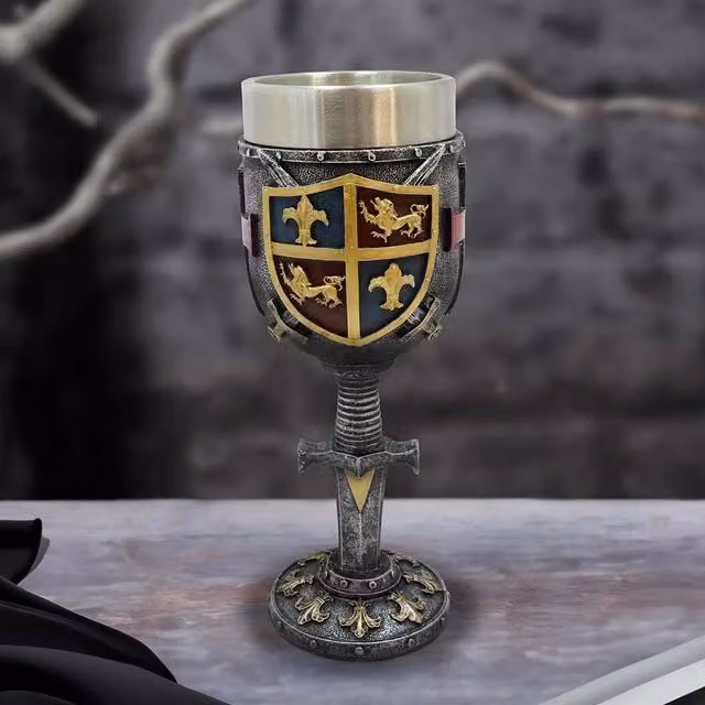 Nemesis Now Heraldic Medieval Goblet in Multicolour Resin and Stainless Steel, Height: 19.2 cm
