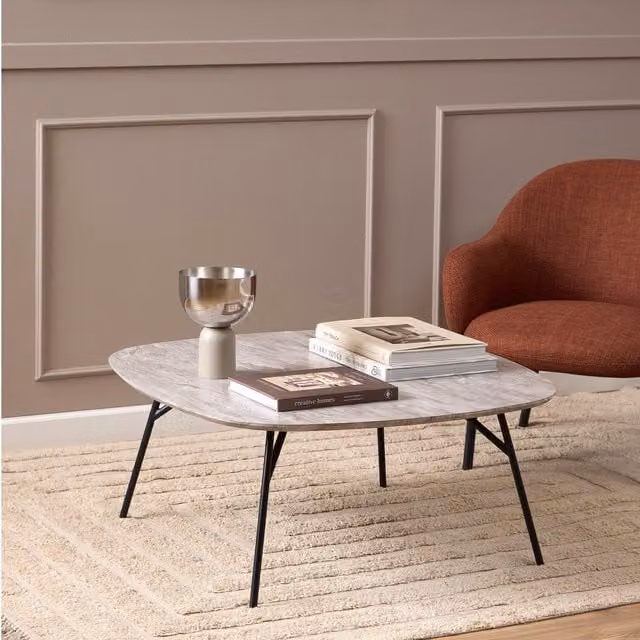 Caracas Marble Effect Coffee Table in Grey and Black by Furniture To Go