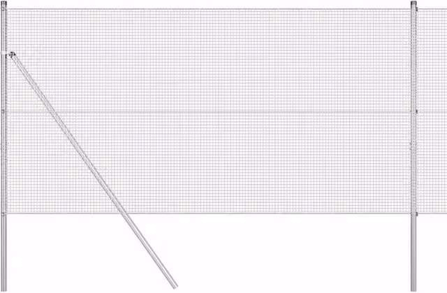 Berkfield Home Silver Galvanised Steel Welded Wire Fence with 13 Posts, 1.4 x 50 m – 1