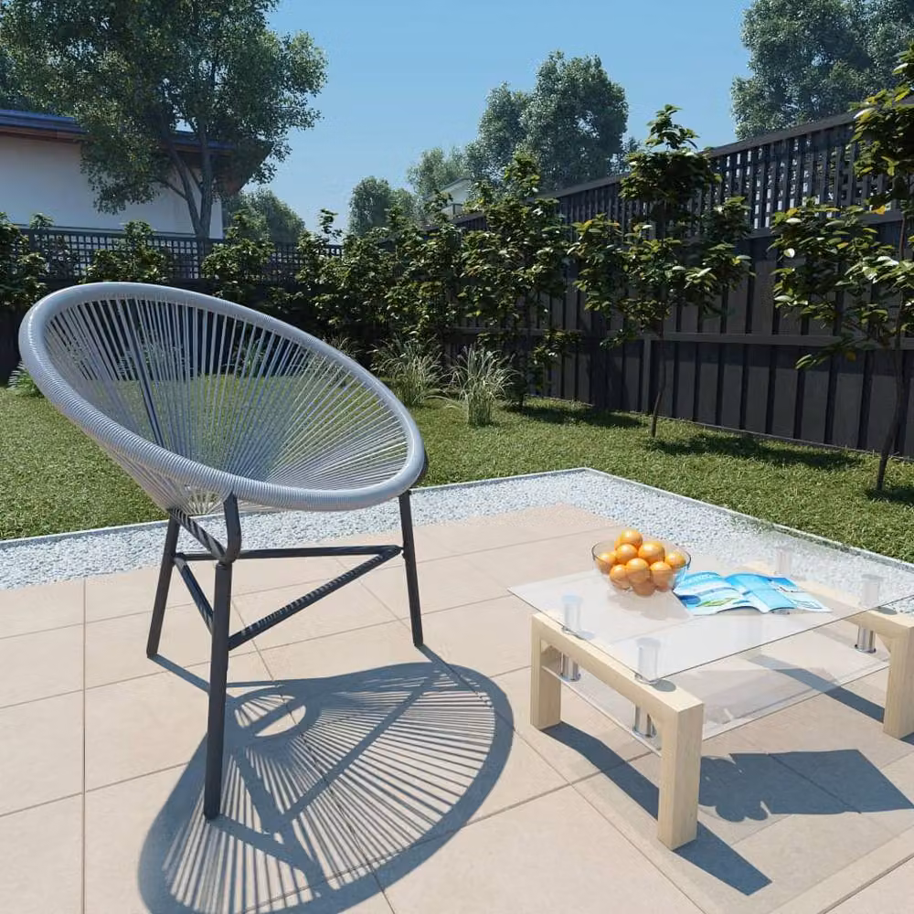 Berkfield Home Garden Moon Chair in Grey Poly Rattan and Steel – 2