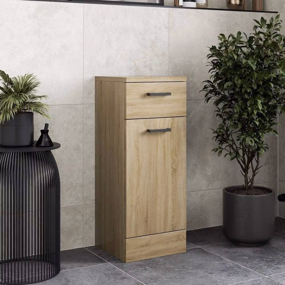 KORVIXA Modern Freestanding Bathroom Laundry Unit Cabinet in Brown and Black, W/D/H: 30.0 x 29.8 x 76.6 cm – 3