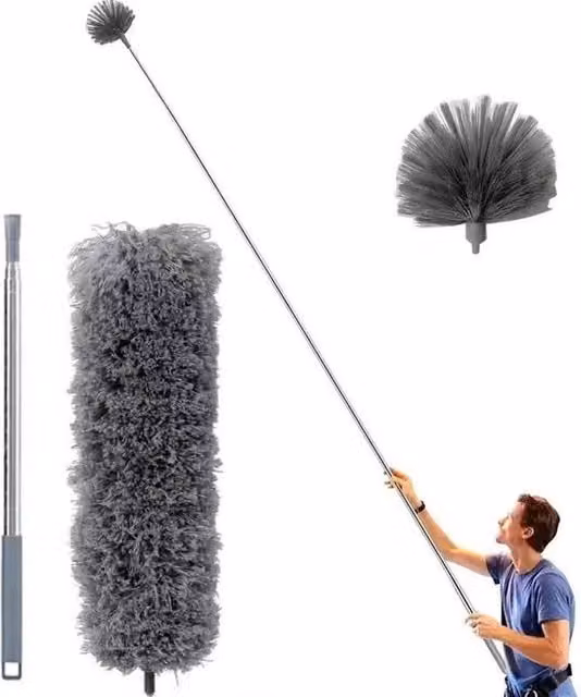 EONLION Grey Extendable Microfibre Feather Duster with Telescopic Handle, 100 cm