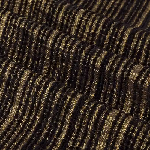 Paoletti Jupiter Blackout Eyelet Curtains, Black and Gold Striped Chenille Jacquard, W/H: 168 x 183 cm – 4