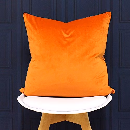 Furn Meridian Velvet Piped Square Cushion in Coral, W/D/H: 55 x 55 x 55 cm – 2