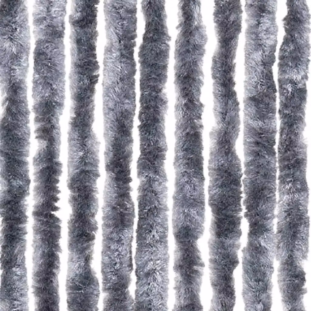 Berkfield Home Silver Striped Chenille Fly Curtain, W: 100 cm, H: 200 cm – 4