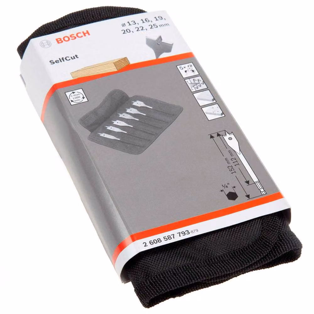 Bosch Silver Self Drilling Flat Drill Bit Set, Pack of 6 – 2