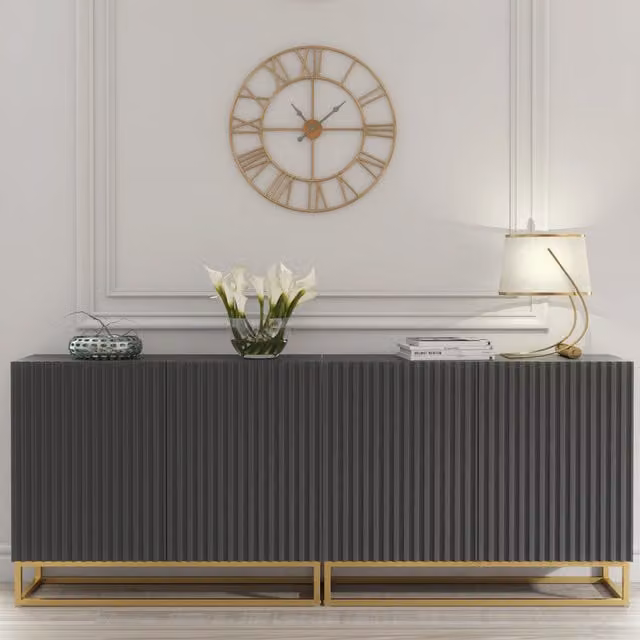 Creative Furniture Ripple Duo Sideboard in Dark Grey and Gold, W: 200 cm