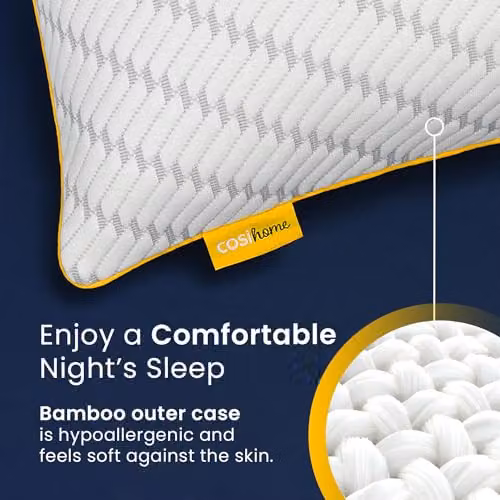 Cosi Home Luxury Memory Foam Pillows 2 Pack with Bamboo Cover and Cooling Gel Filling, White, W: 71 cm x D: 45 cm – 6