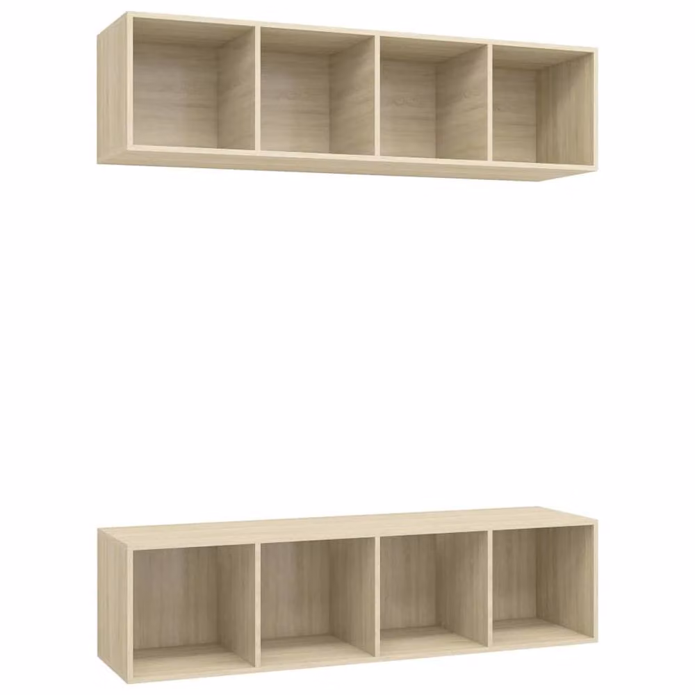Berkfield Home Practical Wall-mounted TV Cabinets, 2 Piece Set, Sonoma Oak, Light Brown, W/D/H: 142.5 x 37.0 x 37.0 cm – 3
