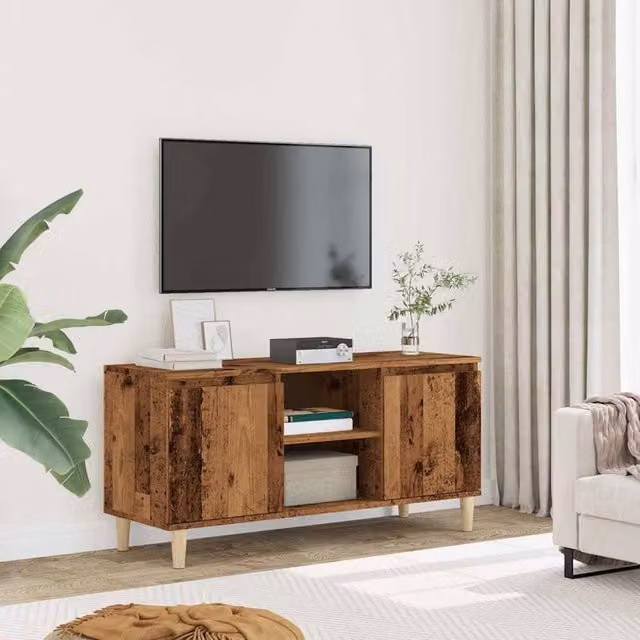 Berkfield Home TV Cabinet in Old Wood Brown, Engineered Wood, W/D/H: 102 x 35 x 50 cm