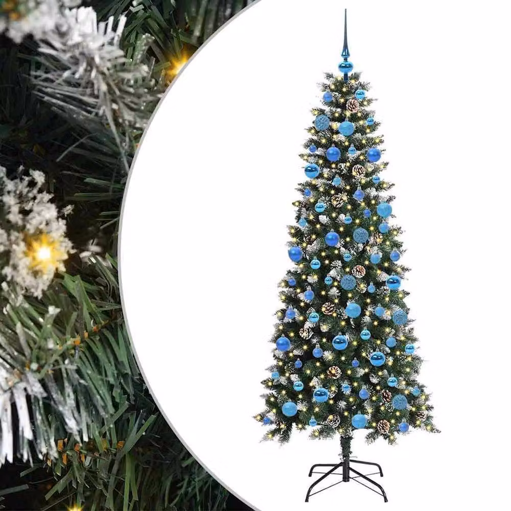 Berkfield Home Artificial Christmas Tree with 300 LEDs, Green, H x W x D: 180 x 76 x 76 cm – 2