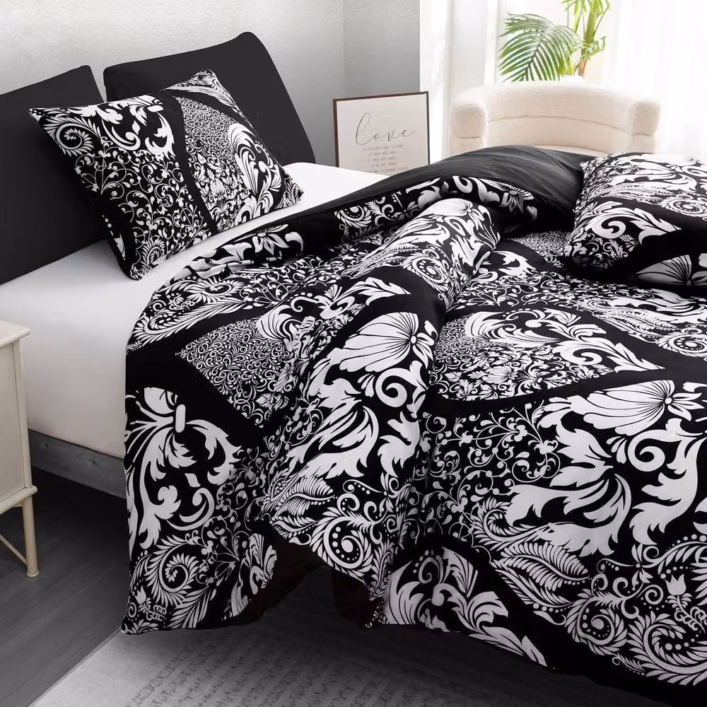 Grace Luxury Hypoallergenic Microfibre Duvet Cover and Pillowcase Set in Black, W/D/H: 140 x 200 cm – 4