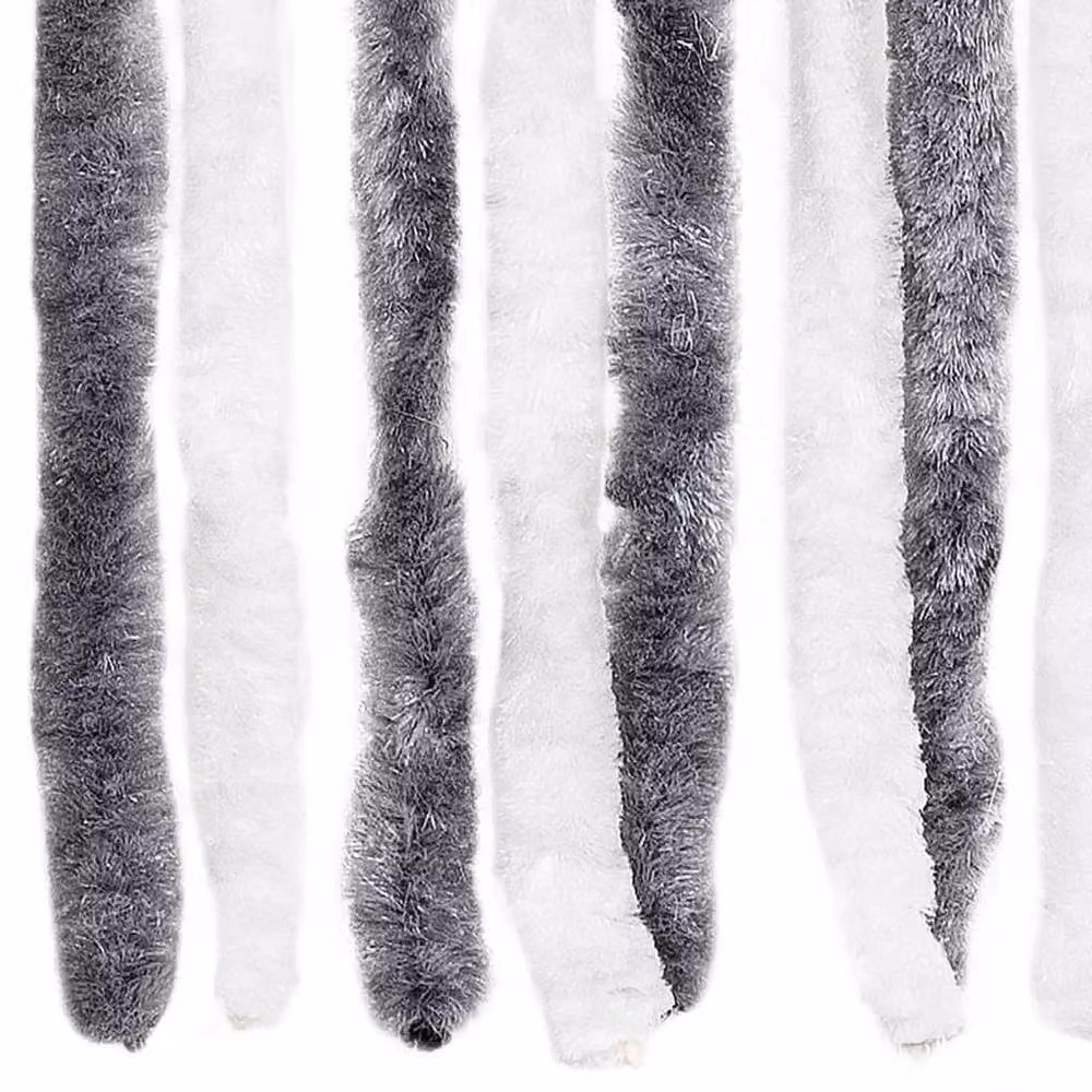 Berkfield Home Grey and White Striped Chenille Insect Curtain, W: 100 cm, H: 220 cm – 4