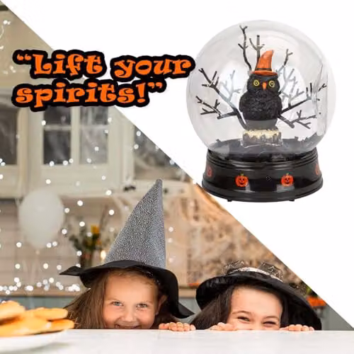 VFM e-Store Halloween Globe Light Up Trinket Decoration, Black, W: 21 cm, D: 17 cm, H: 2.54 cm – 6