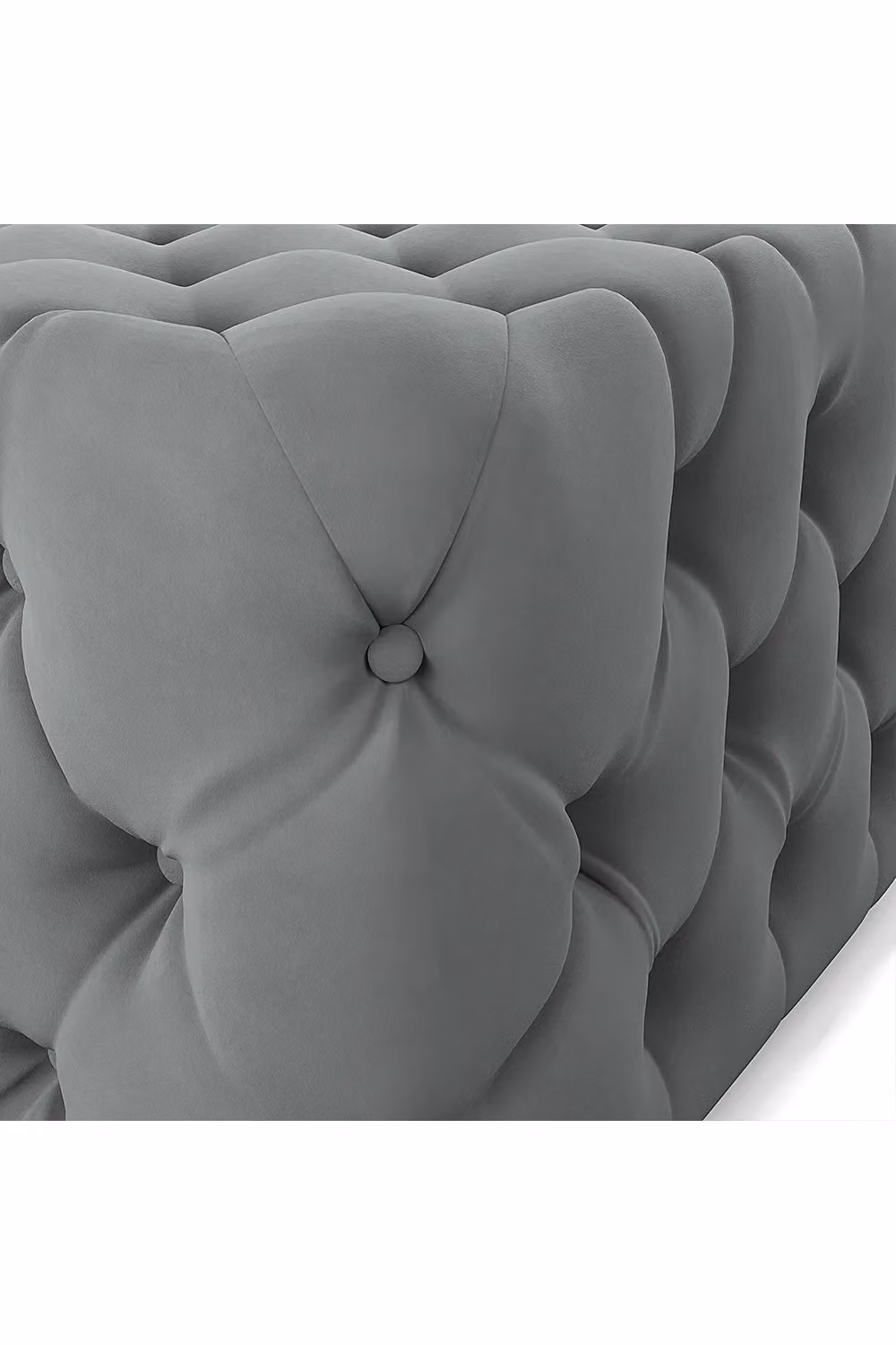 Living and Home Grey Velvet Buttoned Tufted Square Footstool Coffee Table, Width: 62 cm – 4
