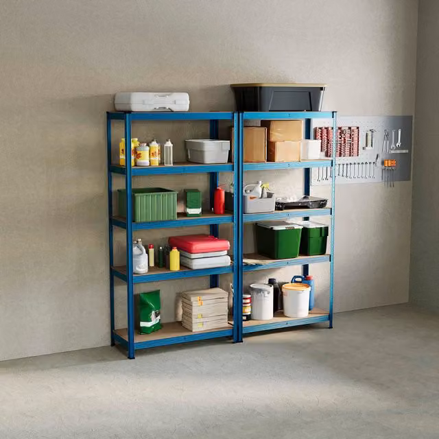 Vida Designs 5 Tier Heavy Duty Adjustable Steel Garage Shelving Unit in Blue